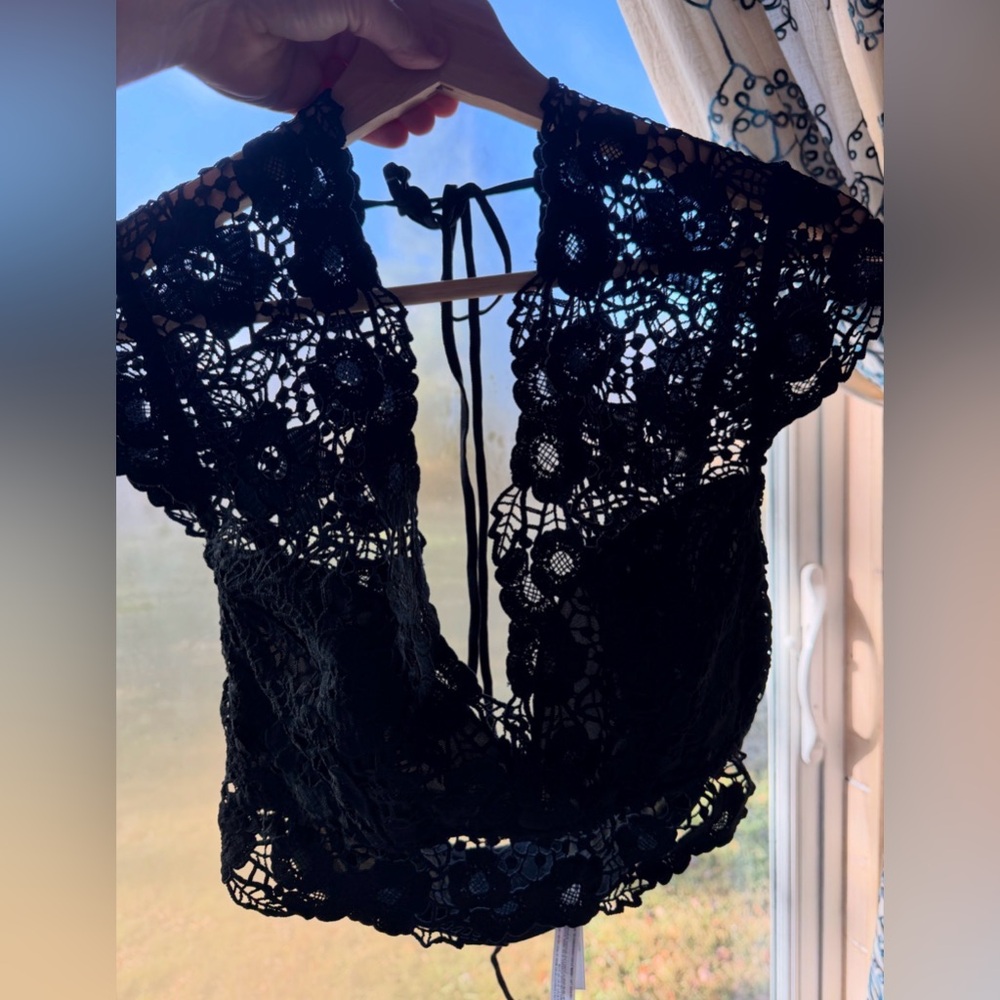 Anthropologie Lace Bustier Top Black Size Large - Picture 4 of 6